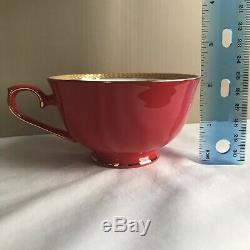 DISCONTINUED 9 Piece Teavana Teapot Set Ruby and Gold Filagree Fine Bone China