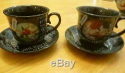 DISNEY Alice in Wonderland Mad Hatter Vintage Tea Pot, Lid Cup, 2 cups, 2 saucer