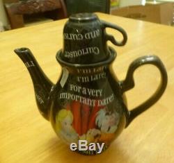 DISNEY Alice in Wonderland Mad Hatter Vintage Tea Pot, Lid Cup, 2 cups, 2 saucer