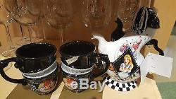 Disney Parks Alice In Wonderland Triple Tea Pot Set 1 Teapot+ 2 Cups New