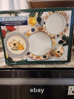 Debbie Mumm Teapot Stoneware Set (NIB)
