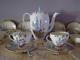 Deco English Coffee/tea Set/6 Foley China2182 Hollyhockpot/teapotteacupsug&c