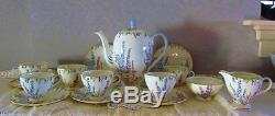 Deco English Coffee/Tea Set/6 FOLEY China2182 HOLLYHOCKPot/TeapotTeacupSug&C