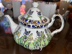 Decorative Cloisonné STYLE Fancy Porcelain Full Size Tea Pot Butterfly Foliage