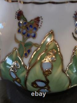 Decorative Cloisonné STYLE Fancy Porcelain Full Size Tea Pot Butterfly Foliage