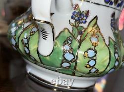 Decorative Cloisonné STYLE Fancy Porcelain Full Size Tea Pot Butterfly Foliage