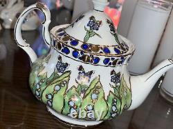 Decorative Cloisonné STYLE Fancy Porcelain Full Size Tea Pot Butterfly Foliage
