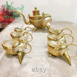Decorative Teapot Set Handmade from High Quality Nacre. Unique Antique item