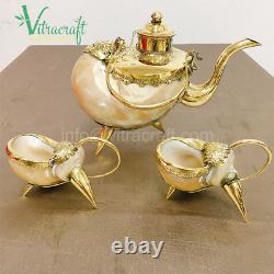 Decorative Teapot Set Handmade from High Quality Nacre. Unique Antique item