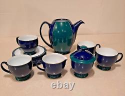 Denby Stoneware Tea Set Teapot Creamer Lidded Sugar Dish Cups & Saucers