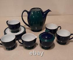 Denby Stoneware Tea Set Teapot Creamer Lidded Sugar Dish Cups & Saucers