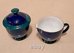 Denby Stoneware Tea Set Teapot Creamer Lidded Sugar Dish Cups & Saucers