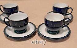 Denby Stoneware Tea Set Teapot Creamer Lidded Sugar Dish Cups & Saucers