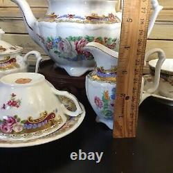Depos Porcelain T. Limoges Tea For Two Set Tea Pot Cabbage Roses Cottagecore
