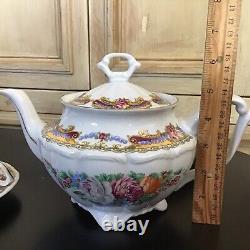 Depos Porcelain T. Limoges Tea For Two Set Tea Pot Cabbage Roses Cottagecore