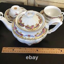 Depos Porcelain T. Limoges Tea For Two Set Tea Pot Cabbage Roses Cottagecore