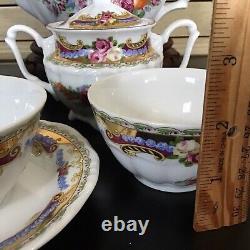 Depos Porcelain T. Limoges Tea For Two Set Tea Pot Cabbage Roses Cottagecore