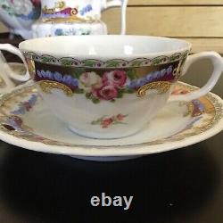 Depos Porcelain T. Limoges Tea For Two Set Tea Pot Cabbage Roses Cottagecore