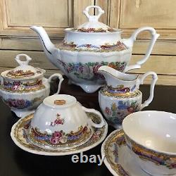 Depos Porcelain T. Limoges Tea For Two Set Tea Pot Cabbage Roses Cottagecore