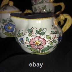 Deruta Tea set, tea/coffee pot, 5 cups/saucers, sugar, creamer, VTG Italian Made