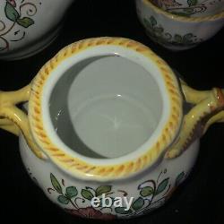 Deruta Tea set, tea/coffee pot, 5 cups/saucers, sugar, creamer, VTG Italian Made