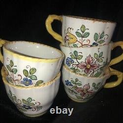 Deruta Tea set, tea/coffee pot, 5 cups/saucers, sugar, creamer, VTG Italian Made