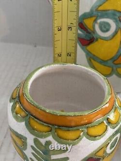 Desimone Hand Painted Italian Pottery Coffee Tea Pot Sugar Creamer Fish MCM