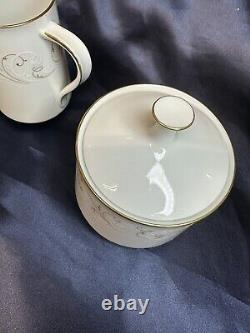 Discontinued Noritake 6610 Duetto Hostess Set- Teapot/Creamer/Sugar Dish Mint