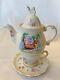 Disneyworld Alice Tea For One, Alice In Wonderland. Tea Pot & Cup Set. 4 Pieces