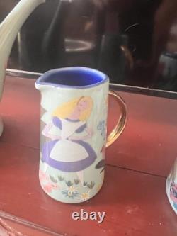 Disney Alice In Wonderland 70th Anniversary Teal Pitcher Tea Pot Set- Mary Blair