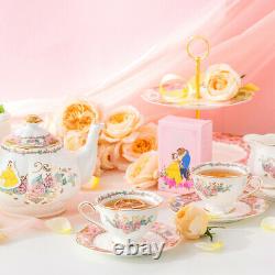 Disney Edition Beauty and The Beast Tea Pot Set Pot + Tray + Cup Set Kitchen