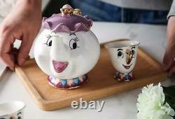 Disney Mrs. Potts Teapot & Chip Tea Cup Set beauty and the Beast Tableware New