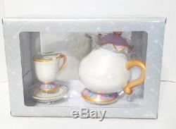 Disney Parks Mrs Potts Tea Pot with Chip Tea Cup & Saucer Set Beauty & The Beast