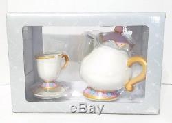 Disney Parks Mrs Potts Tea Pot with Chip Tea Cup & Saucer Set Beauty & The Beast