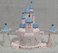 Disneyland Sleeping Beauty Castle Ceramic Teapot 7 Piece Tea Set Blush Pink