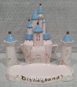 Disneyland Sleeping Beauty Castle Ceramic Teapot 7 Piece Tea Set Blush Pink