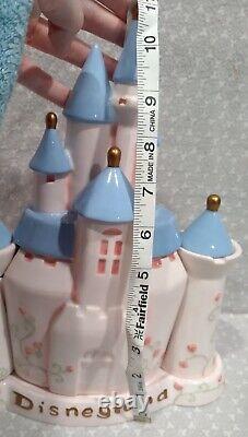 Disneyland Sleeping Beauty Castle Ceramic Teapot 7 Piece Tea Set Blush Pink