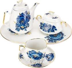 Dobrush European White Porcelain Tea Set Marie. 15 pieces. Service for 6