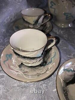 Dragon Vintage Japanese Tea Set 6 Cups & Saucers, Tea Pot, Cream & Sugar By Cdgc