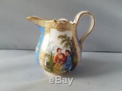 Dresden Tea Set Porcelain Vintage Hand Painted Elegant Serving Teapot Cups Tray