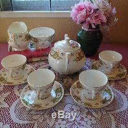 Duchess Bone China Teapot, Sugar, Creamer, Pink Rose Tea SetTrios #377 Granville