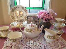 Duchess Bone China Teapot, Sugar, Creamer, Pink Rose Tea SetTrios #377 Granville