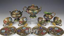 Exceptional Antique Japanese Cloisonne Teapot Tea Set W Great Detail