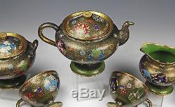 Exceptional Antique Japanese Cloisonne Teapot Tea Set W Great Detail