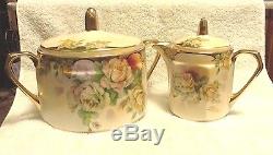 EXTREMELY RARE ROYAL RUDOLSTADT PRUSSIA B SIGNED ROSE BISCUIT / TEA POT SET