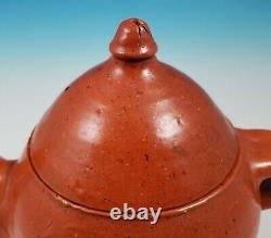 Early Jugtown Pottery Orange Glaze Redware Teapot Covered Sugar Bowl Creamer Set