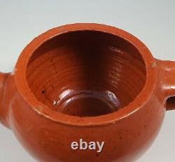 Early Jugtown Pottery Orange Glaze Redware Teapot Covered Sugar Bowl Creamer Set