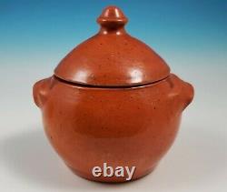 Early Jugtown Pottery Orange Glaze Redware Teapot Covered Sugar Bowl Creamer Set