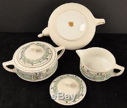 Early Pickard China Dutch Scene Tea Set Pot, Cream, & Sugar Circa 1900