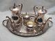 Early Silver On Copper Plated Coffee/tea Service Set Tea Pot Sugar Creamer Tray
